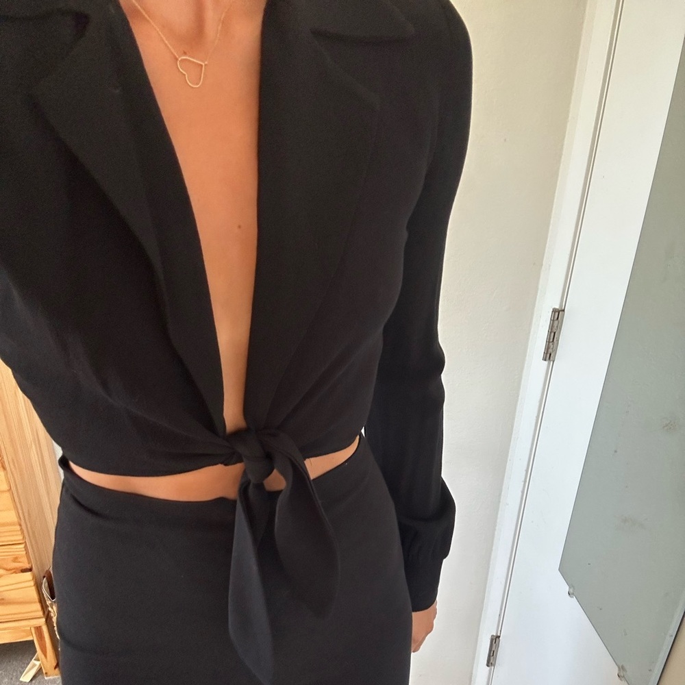 Reformation Tie Front Jumpsuit Black size 2